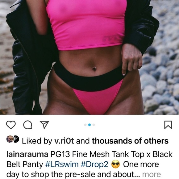 Laina Rauma Small barbiecore pink tank top cami PG13 fine mesh Lainarauma crop - Picture 5 of 6